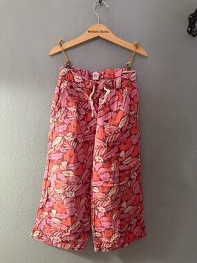 GAP Kids Coral and Pink Floral Drawstring Waist Pants